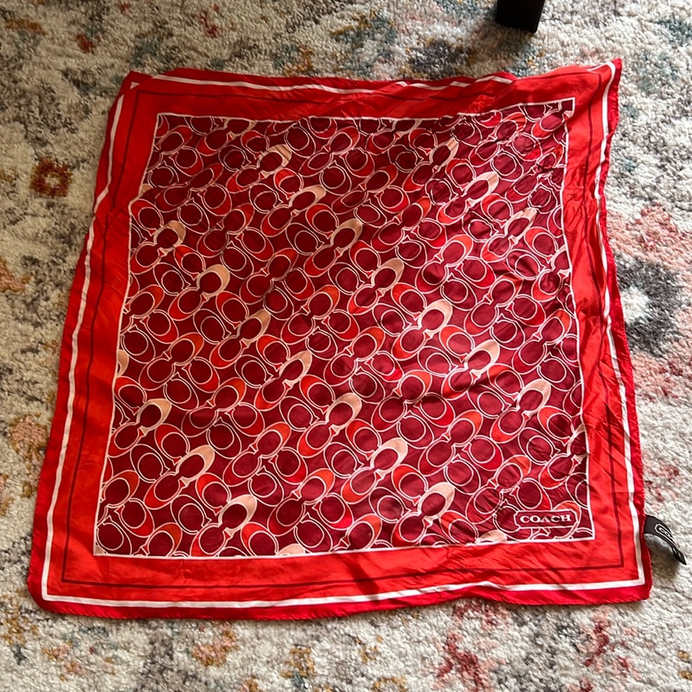 Vintage Coach Square Scarf 100% Silk